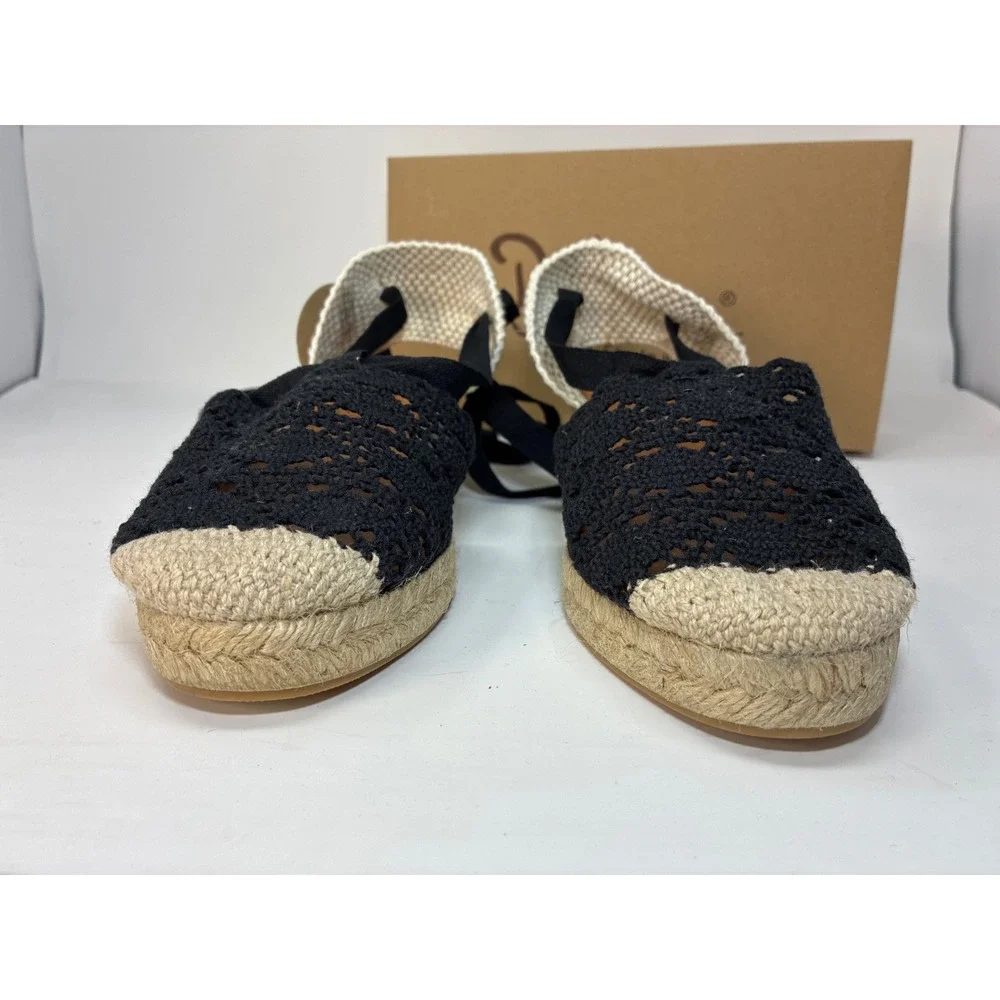 Dalson Braided Ankle Lace Up Espadrille Wedge Womens 8 300_TJX Black Crochet